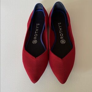 Rothy's The Point Flats Slip Ons in Red Removeable Insoles Washable Size 7.5